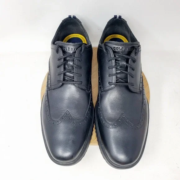 Cole Haan OriginalGrand Shoes Mens 11.5 Triple Black Wingtip Oxford Sneaker - Picture 4 of 14